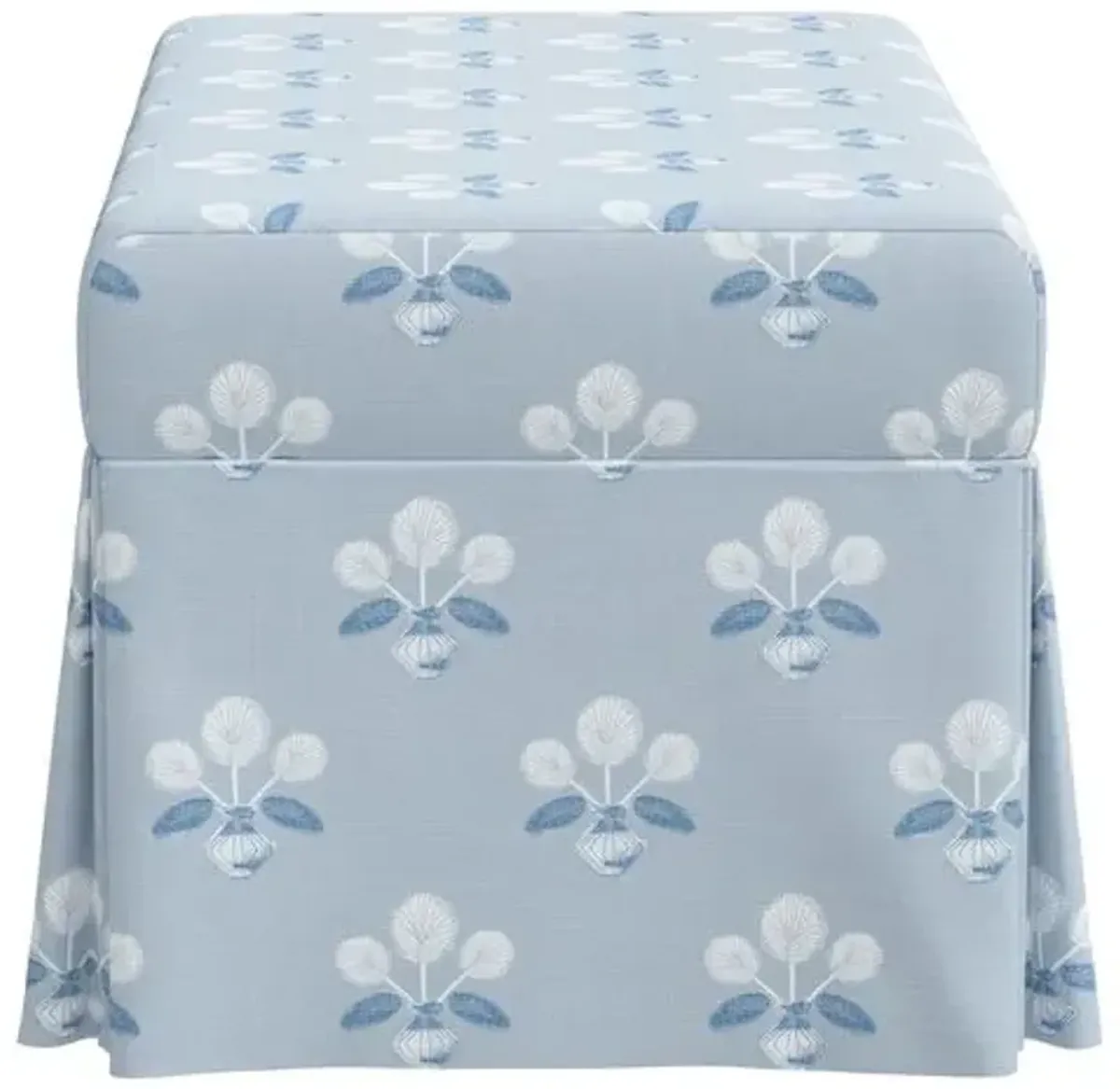 Hayworth Storage Bench - Block Vase Floral - Blue