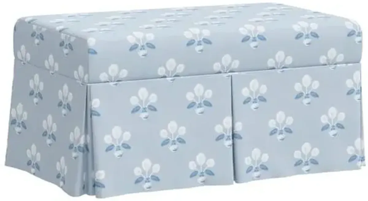 Hayworth Storage Bench - Block Vase Floral - Blue