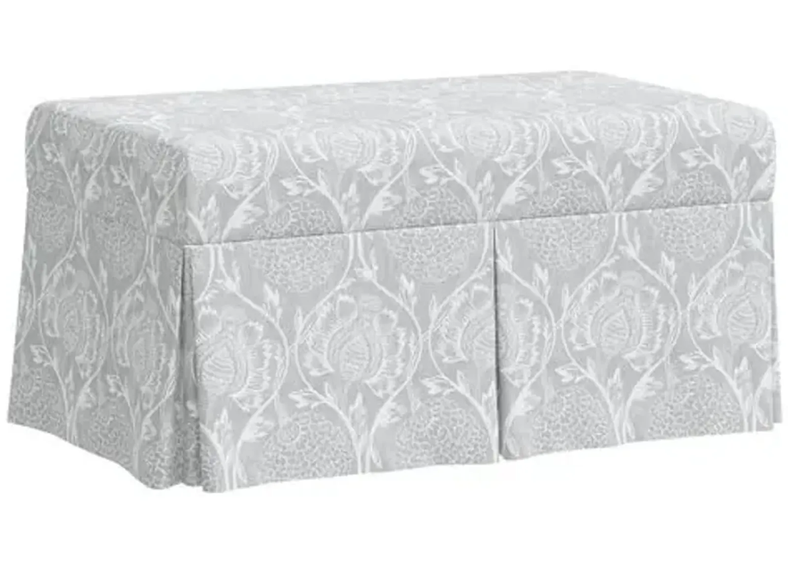 Hayworth Storage Bench - Ranjit Floral - Handcrafted in the USA - Gray