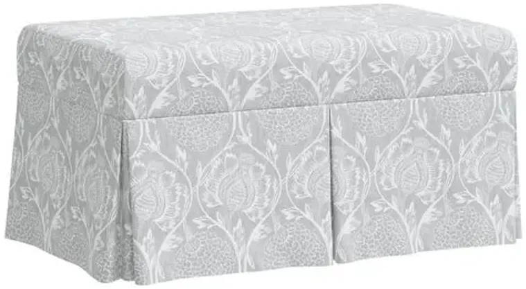 Hayworth Storage Bench - Ranjit Floral - Handcrafted in the USA - Gray