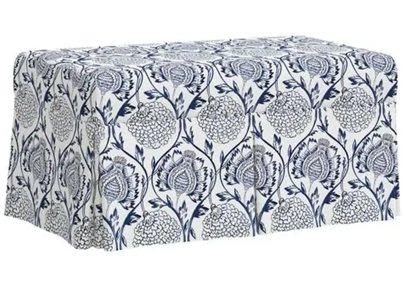 Hayworth Storage Bench - Ranjit Floral - Handcrafted in the USA - Blue