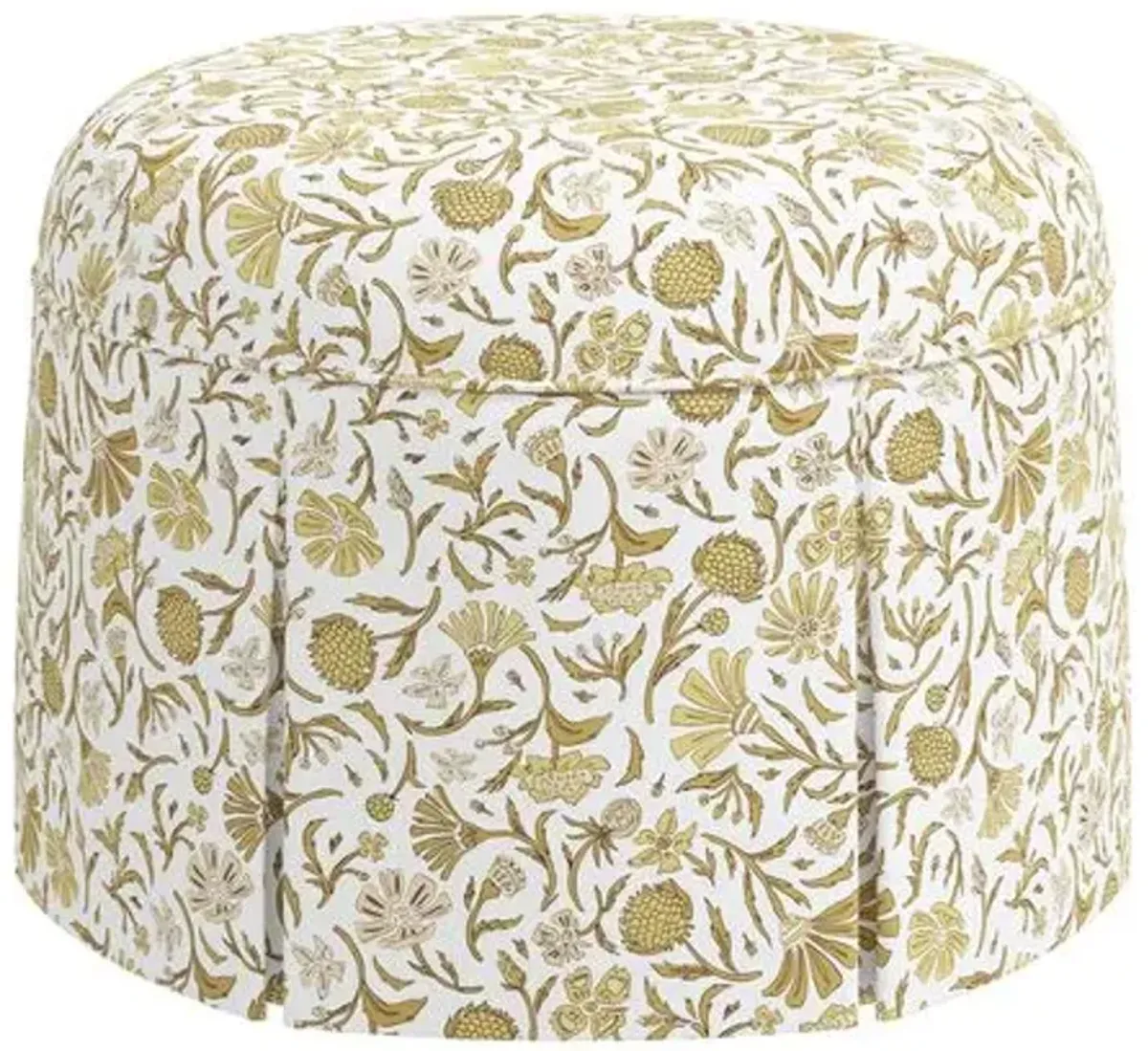 Liza Skirted Ottoman - Vine Botanical - Yellow