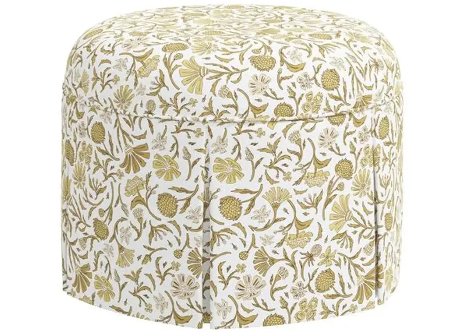 Liza Skirted Ottoman - Vine Botanical - Yellow