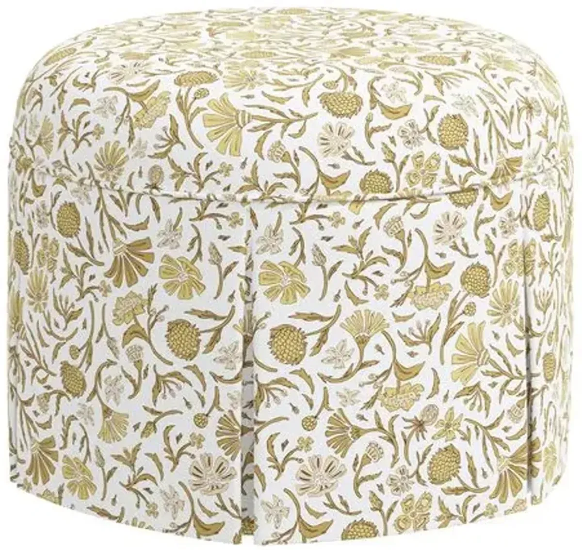 Liza Skirted Ottoman - Vine Botanical - Yellow