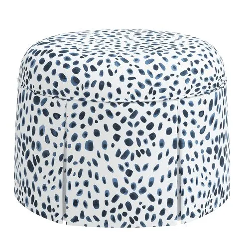 Liza Skirted Ottoman - Cheetah Navy - Blue