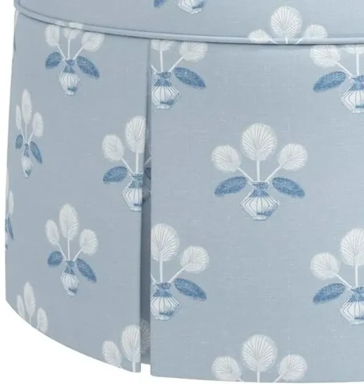 Liza Skirted Ottoman - Block Vase Floral - Blue