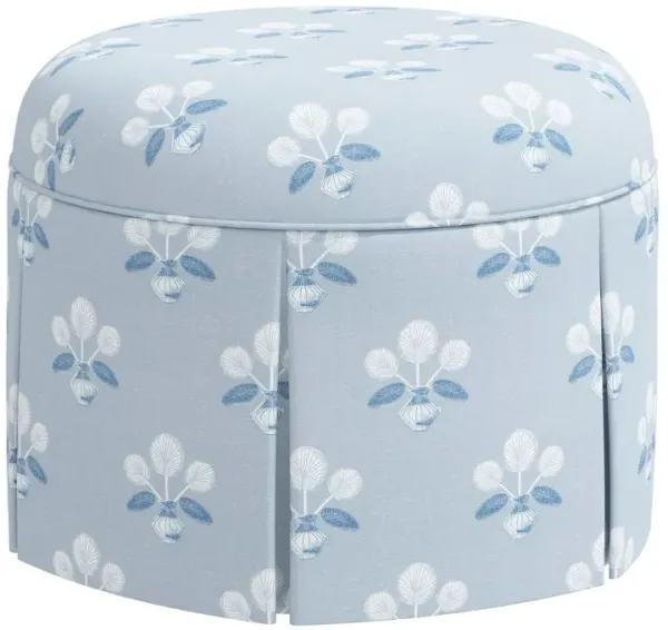 Liza Skirted Ottoman, Block Vase Floral