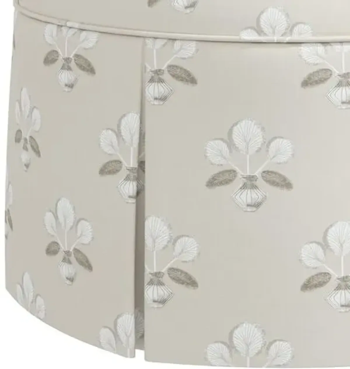 Liza Skirted Ottoman - Block Vase Floral - Beige