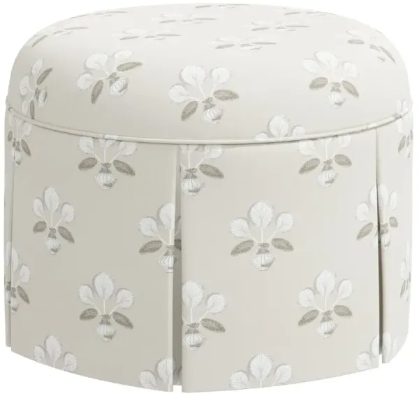 Liza Skirted Ottoman, Block Vase Floral