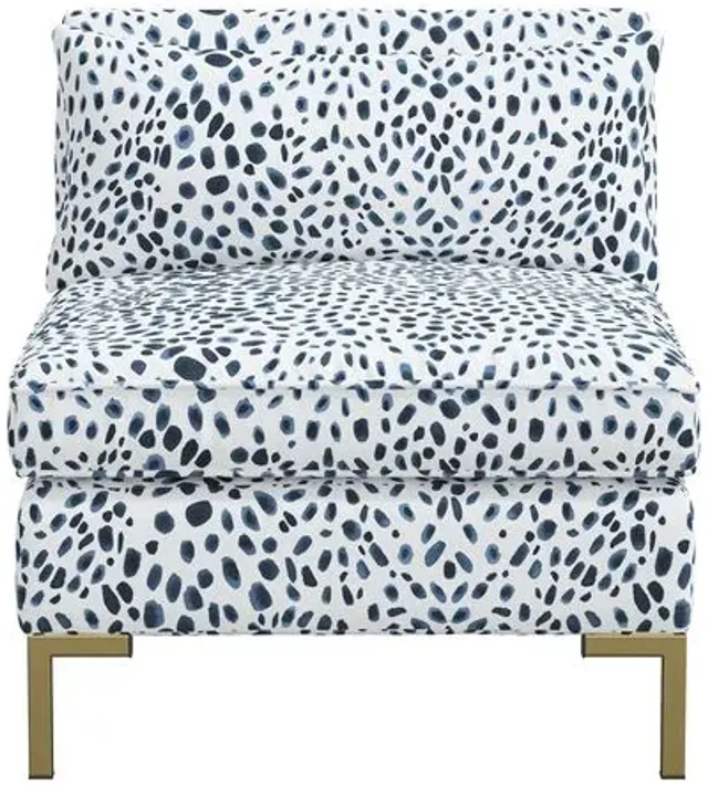 Marceau Slipper Chair - Cheetah Navy - Blue