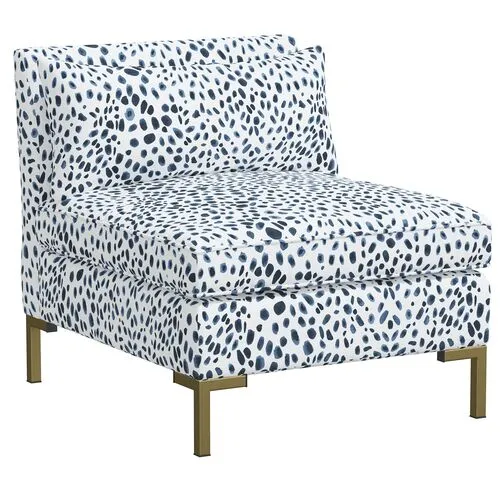 Marceau Slipper Chair - Cheetah Navy - Blue