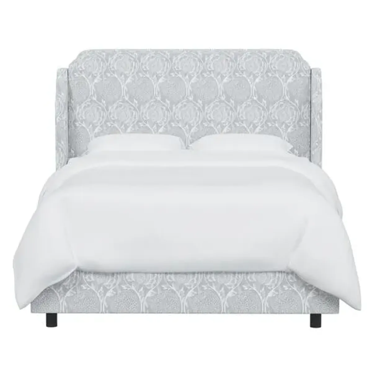 Aurora Wingback Bed - Ranjit Floral - Gray, Padded Headboard