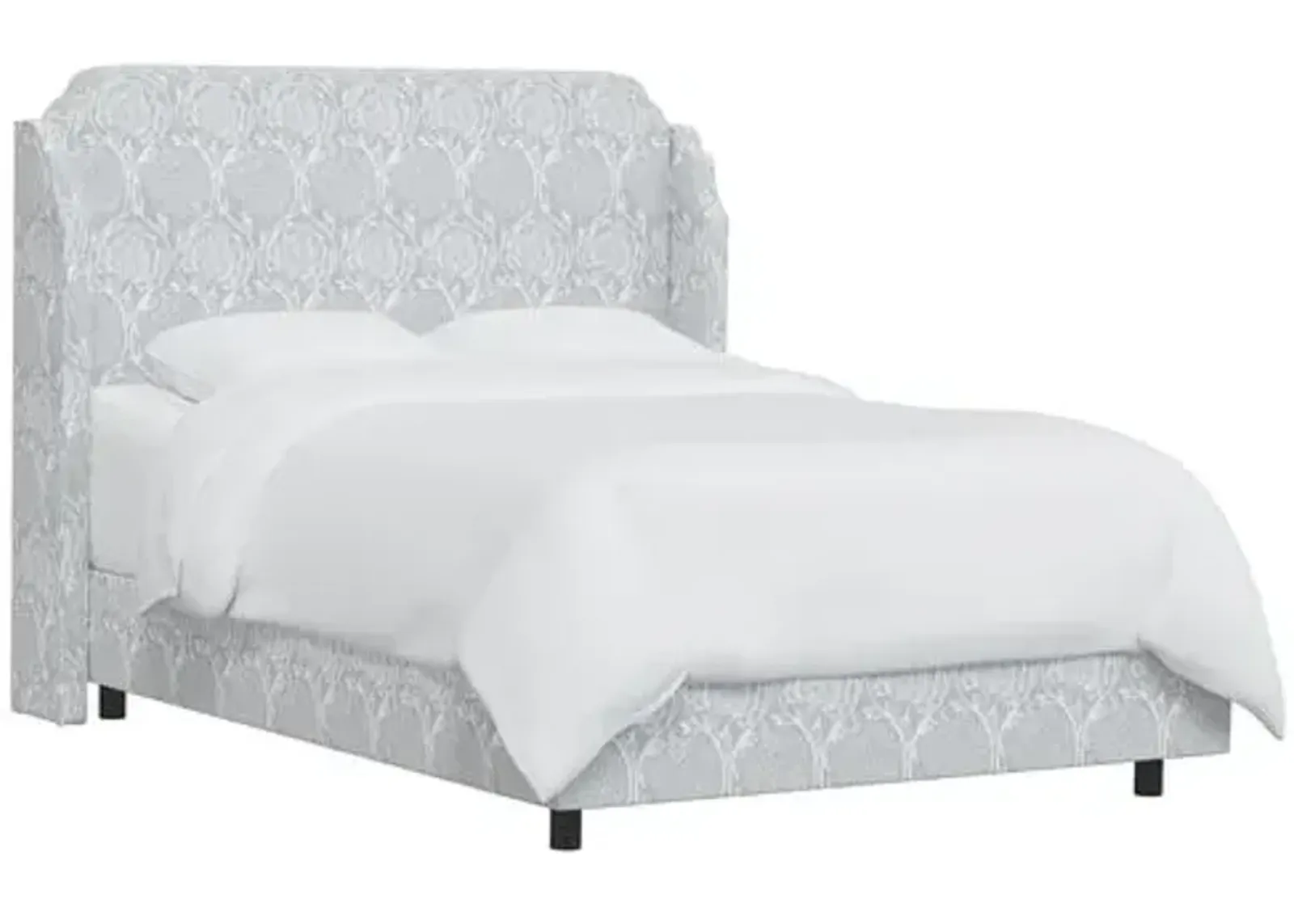 Aurora Wingback Bed - Ranjit Floral - Gray, Padded Headboard