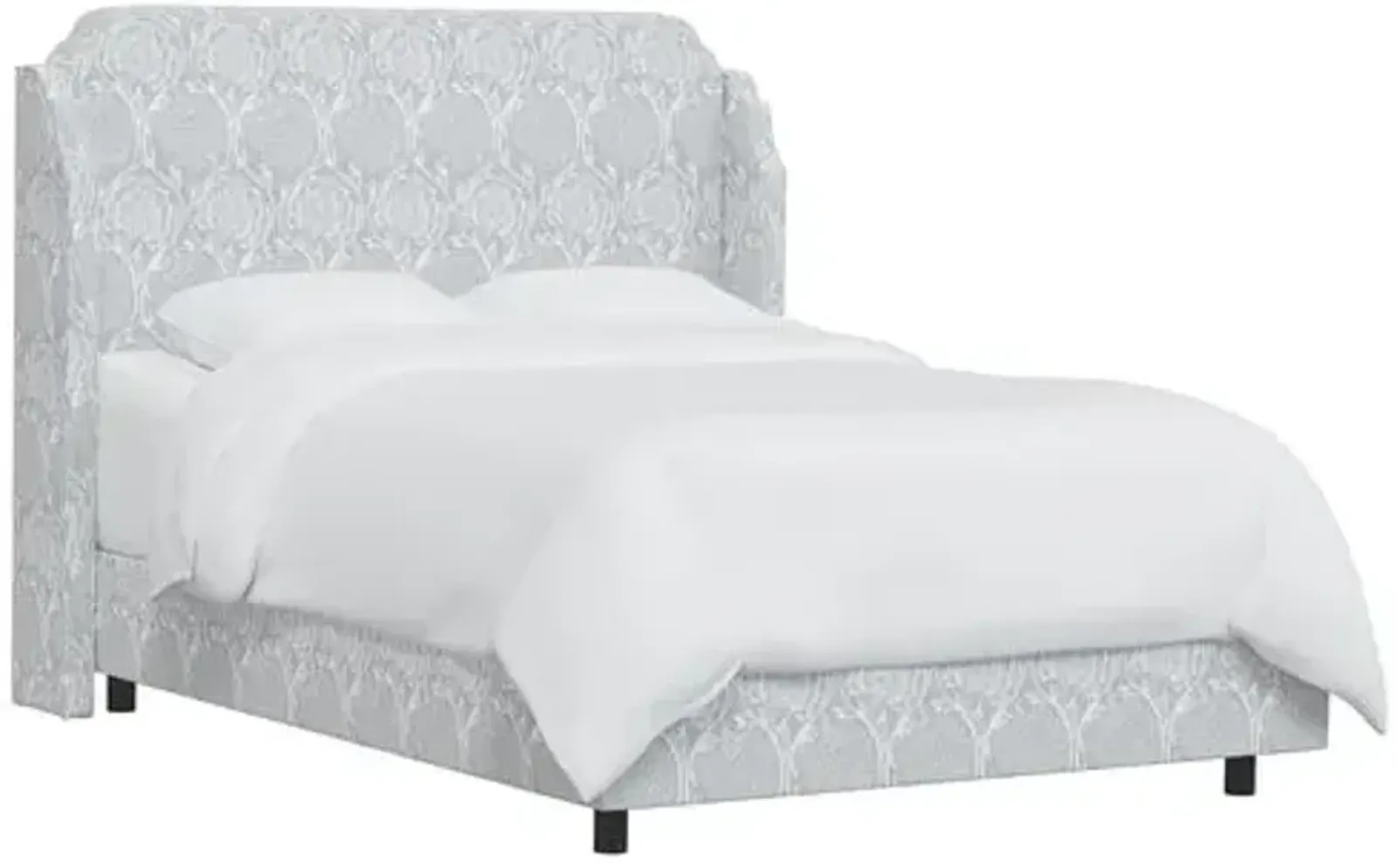 Aurora Wingback Bed - Ranjit Floral - Gray, Padded Headboard