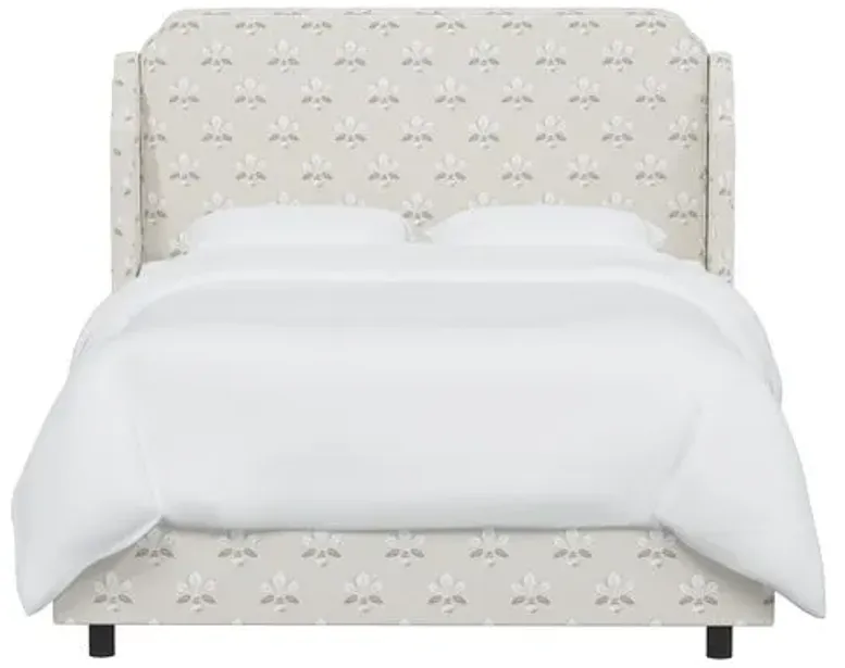 Aurora Wingback Bed - Block Vase Floral - Beige, Padded Headboard