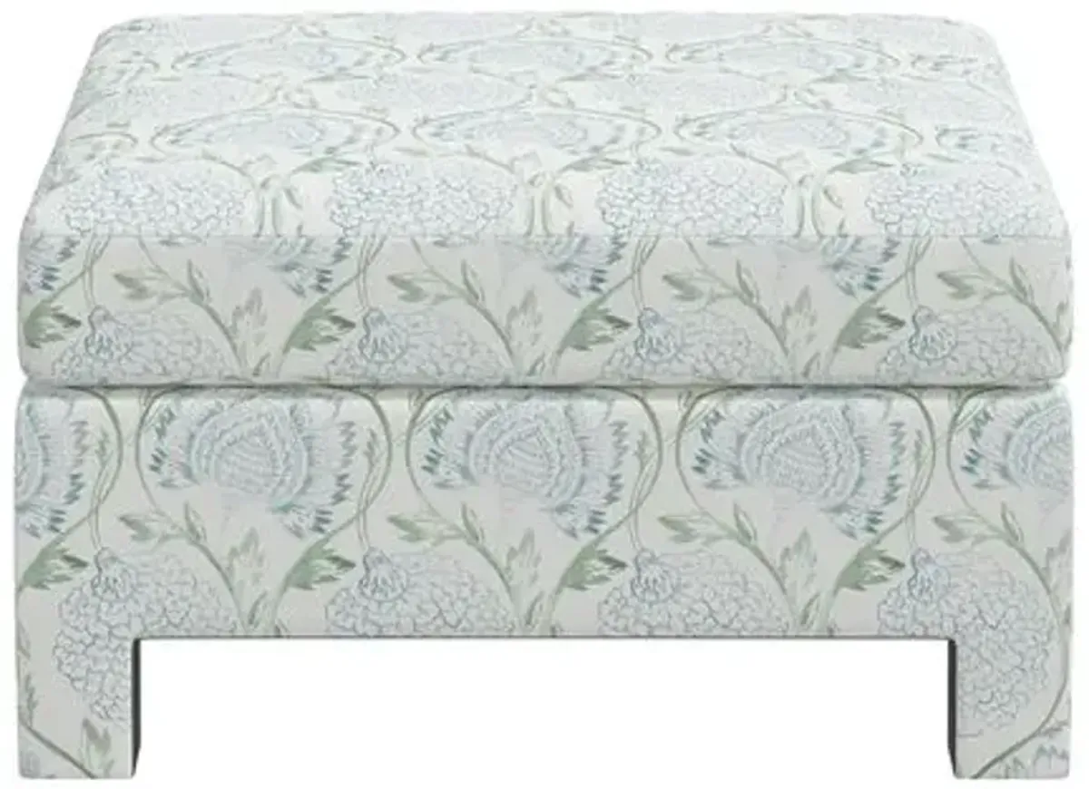 Bryn Ottoman - Ranjit Floral Sage - Green