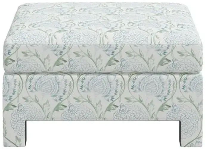 Bryn Ottoman - Ranjit Floral Sage - Green