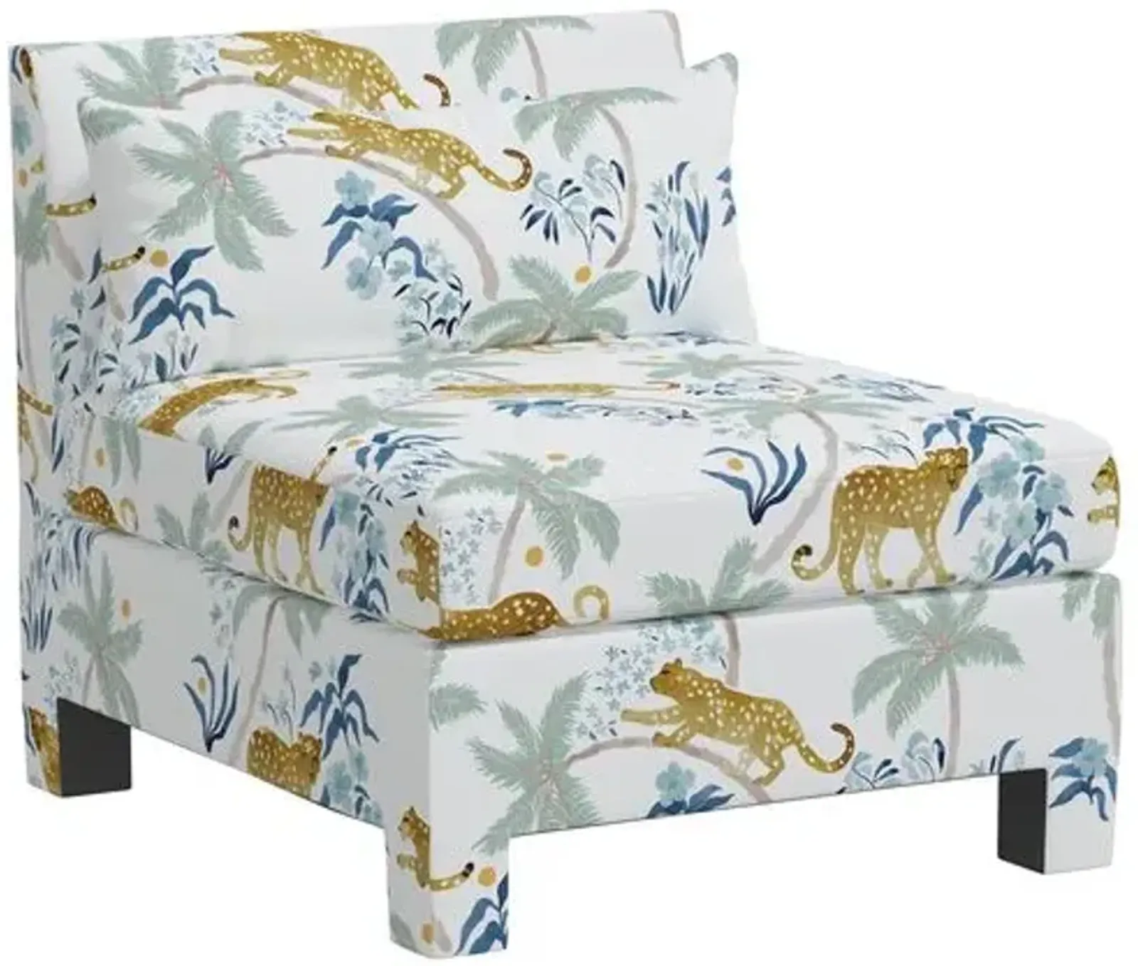 Bryn Slipper Chair - Palm Leopard Dusty Blue