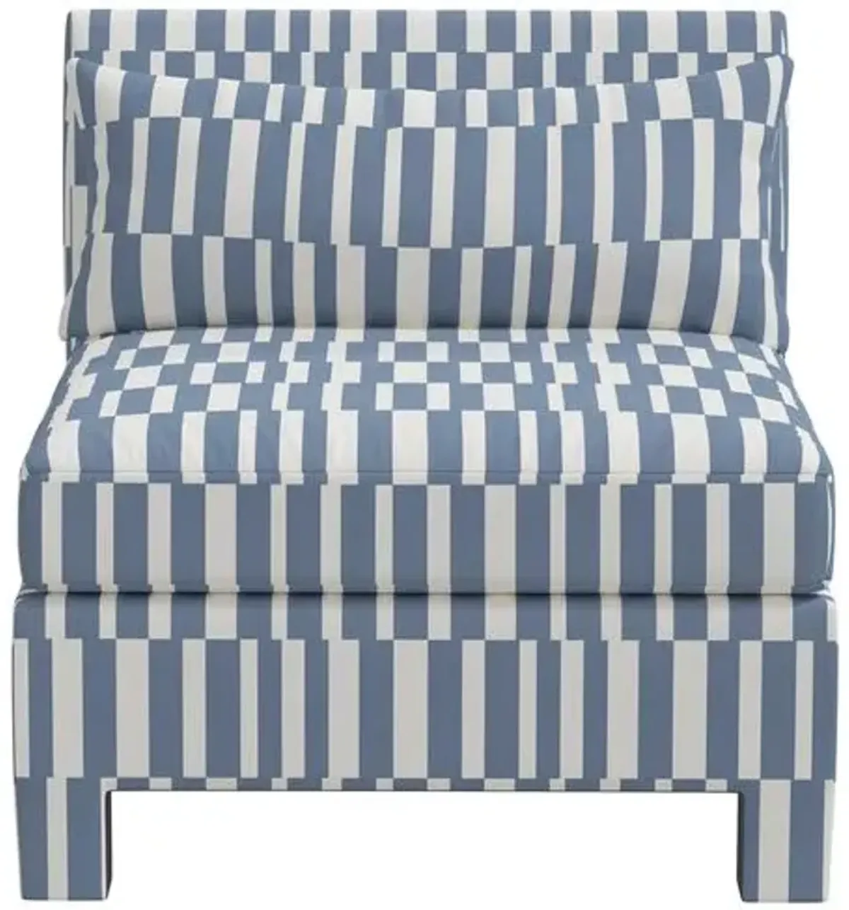 Bryn Slipper Chair - Jump Stripe Chambray - Blue