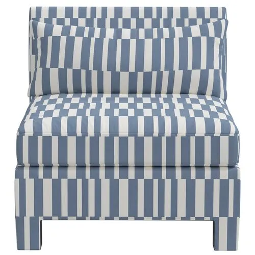 Bryn Slipper Chair - Jump Stripe Chambray - Blue