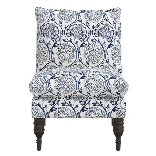 Daphne Slipper Chair - Ranjit Floral - Blue