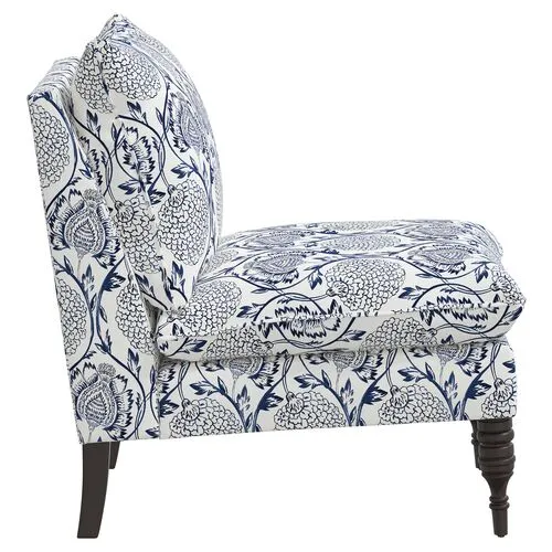 Daphne Slipper Chair - Ranjit Floral - Blue