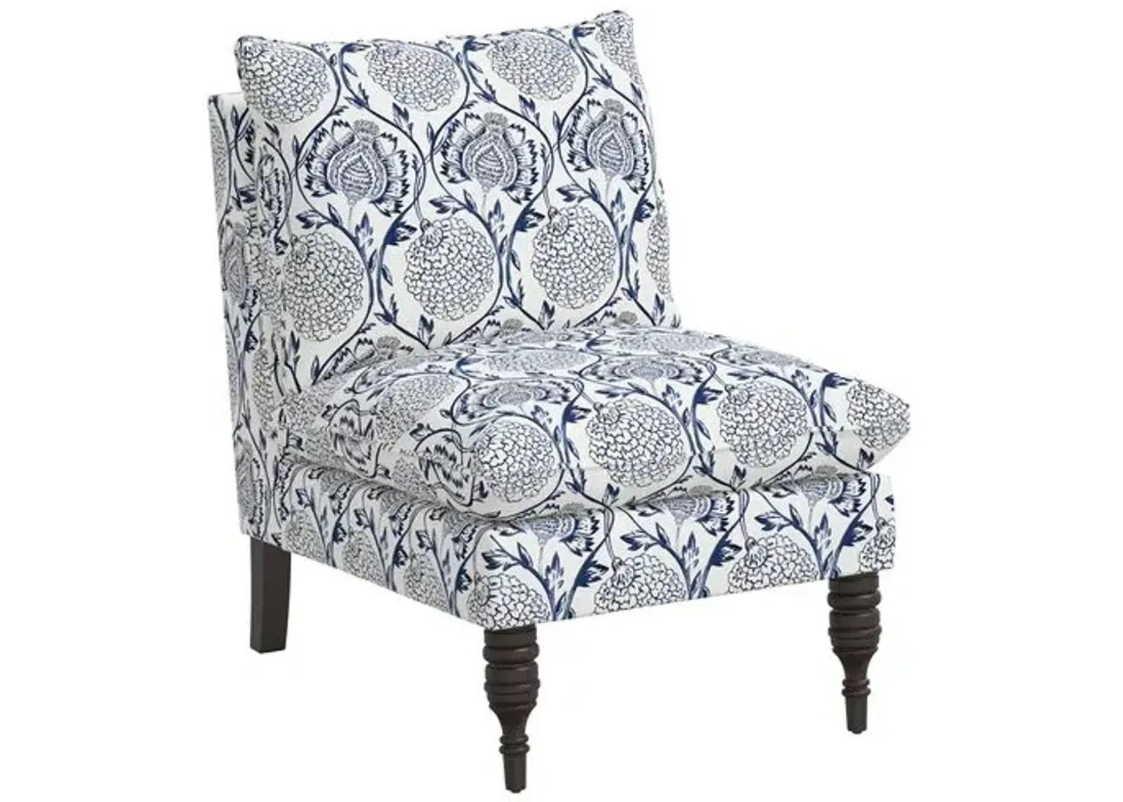 Daphne Slipper Chair - Ranjit Floral - Blue