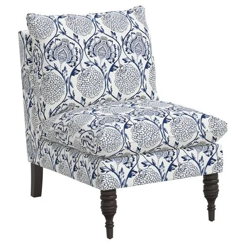 Daphne Slipper Chair - Ranjit Floral - Blue