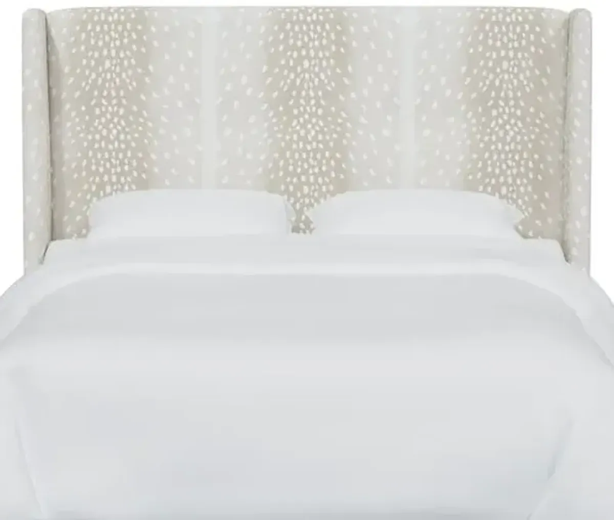 Kelly Wingback Headboard - Fawn Stripe - Beige