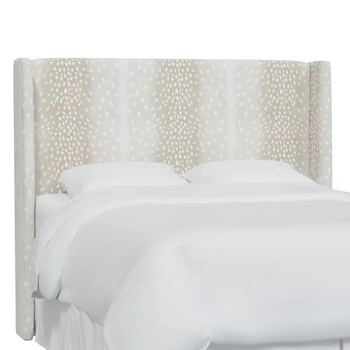 Kelly Wingback Headboard - Fawn Stripe - Beige