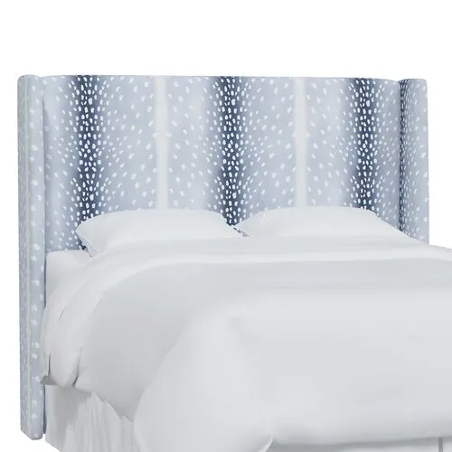 Kelly Wingback Headboard - Fawn Stripe - Blue