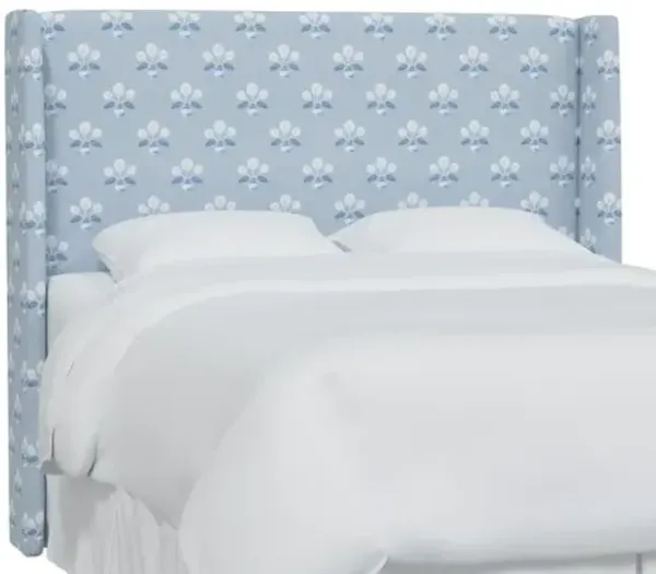Kelly Wingback Headboard - Block Vase Floral - Blue