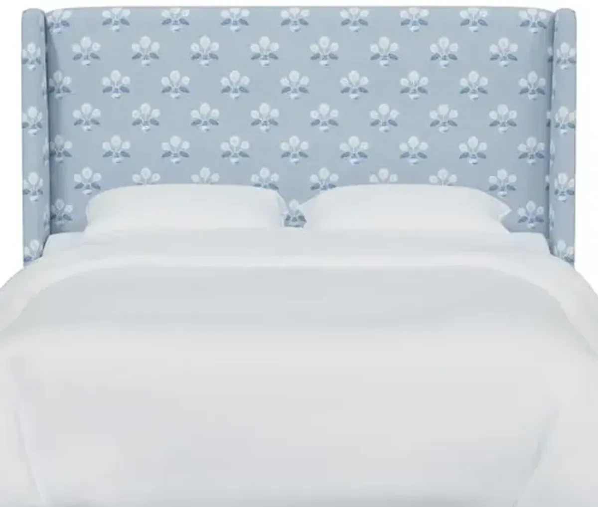 Kelly Wingback Headboard - Block Vase Floral - Blue