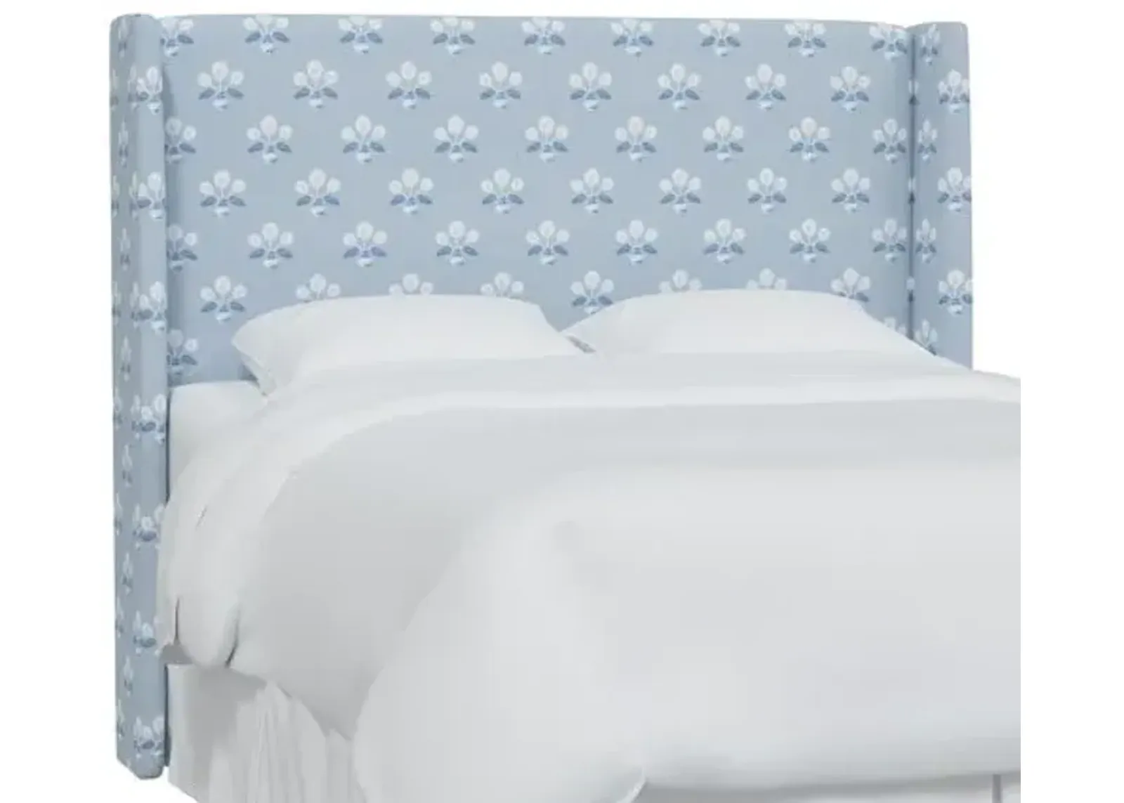 Kelly Wingback Headboard - Block Vase Floral - Blue