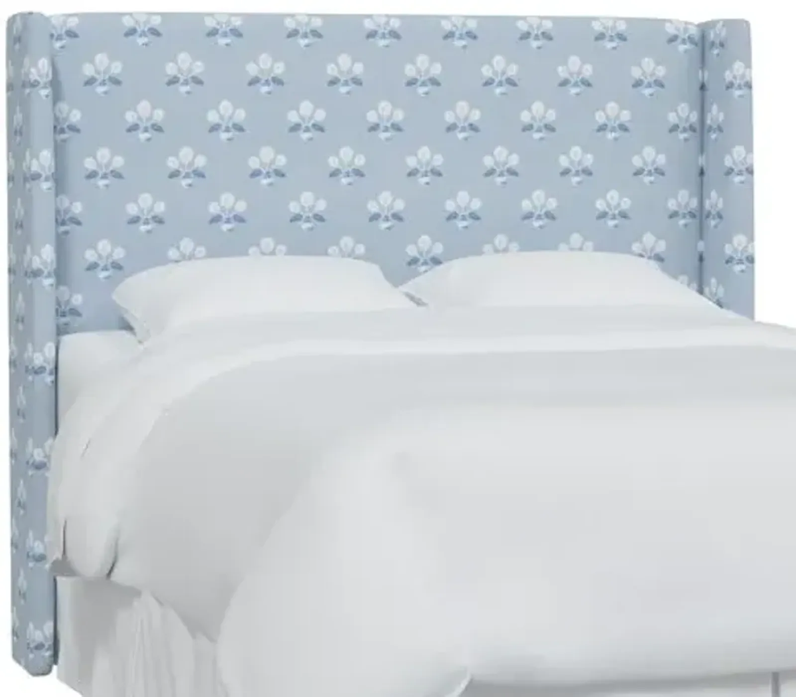 Kelly Wingback Headboard - Block Vase Floral - Blue