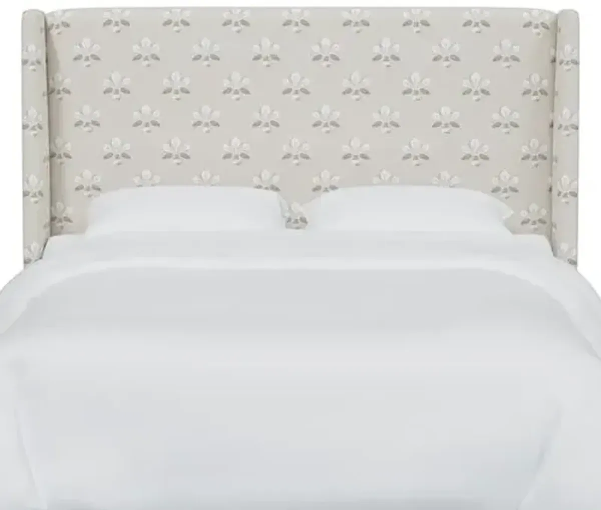 Kelly Wingback Headboard - Block Vase Floral - Beige