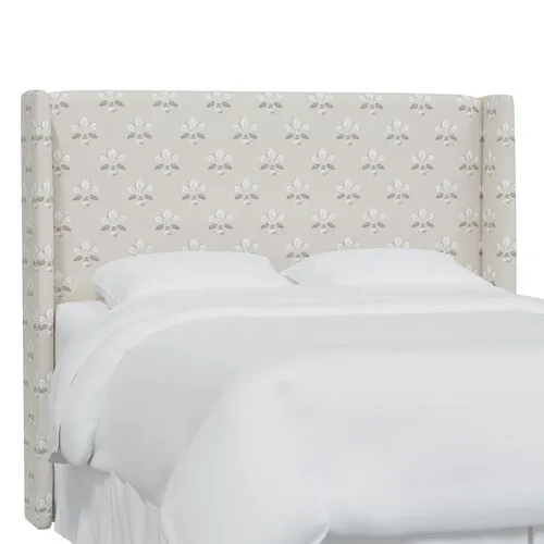 Kelly Wingback Headboard - Block Vase Floral - Beige