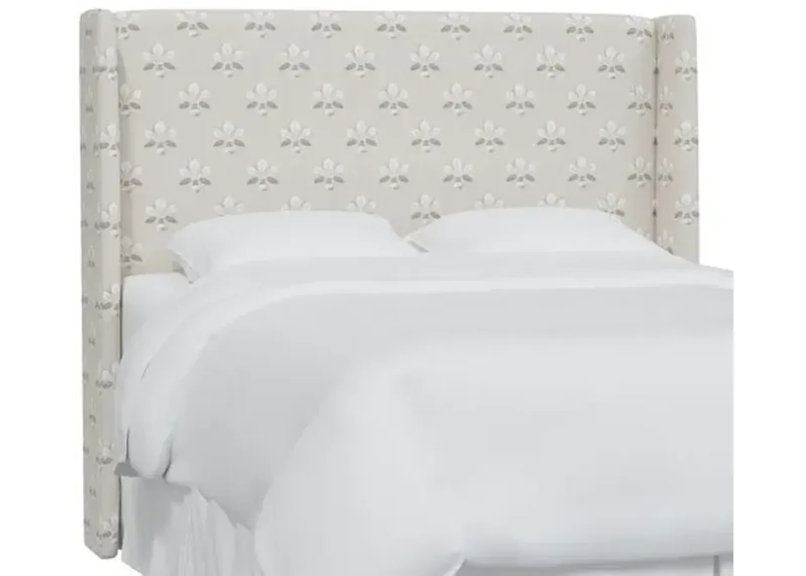 Kelly Wingback Headboard - Block Vase Floral - Beige