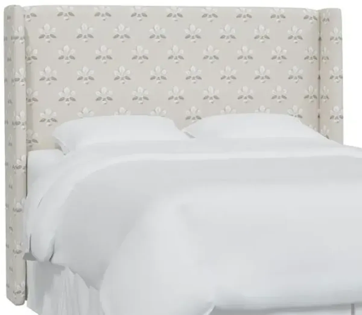 Kelly Wingback Headboard - Block Vase Floral - Beige