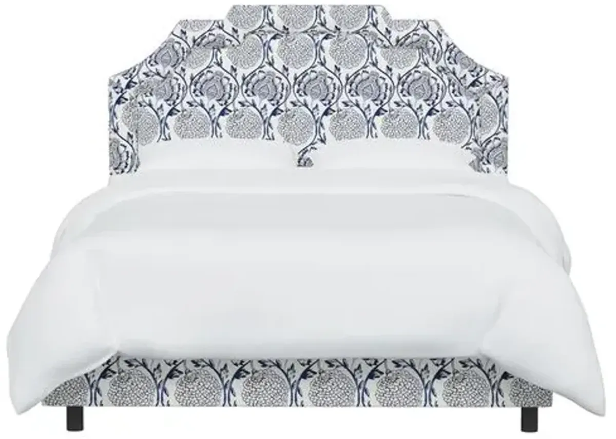 Lola Bed - Ranjit Floral - Handcrafted - Blue