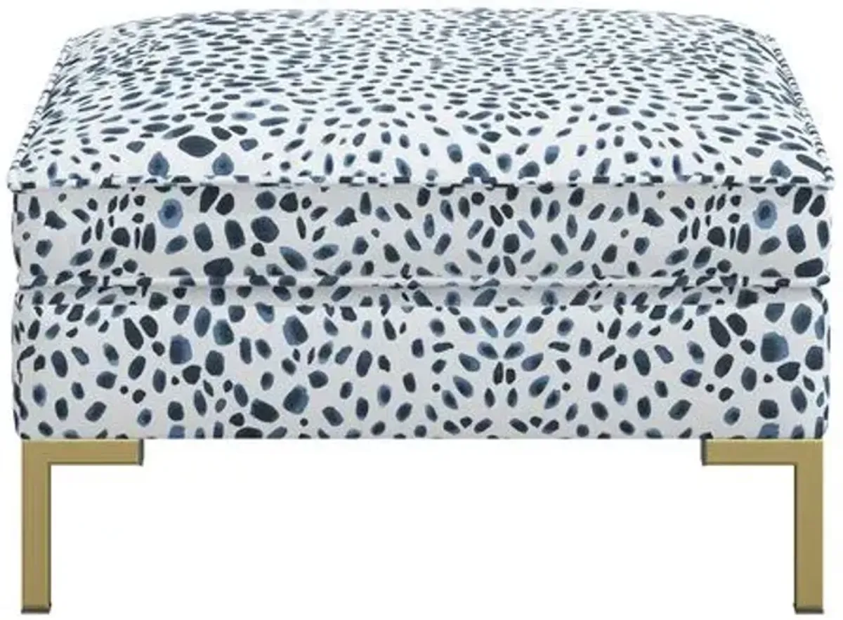 Marceau Ottoman - Cheetah Navy - Blue