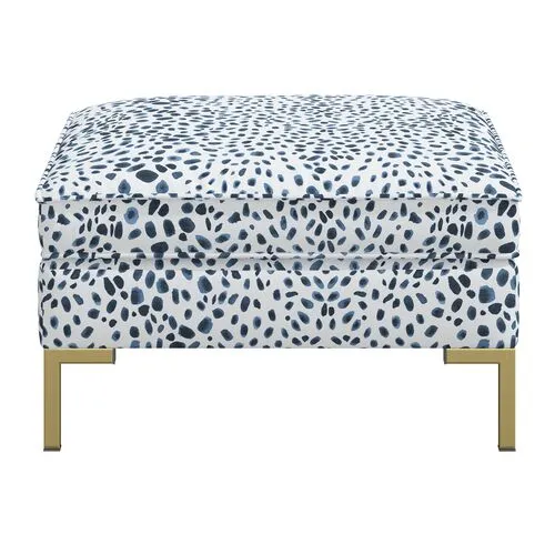 Marceau Ottoman - Cheetah Navy - Blue