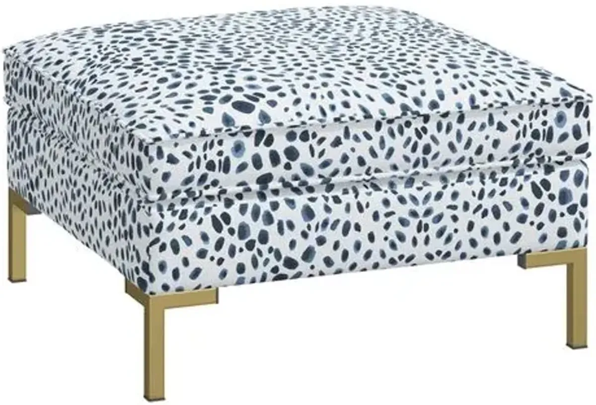 Marceau Ottoman - Cheetah Navy - Blue