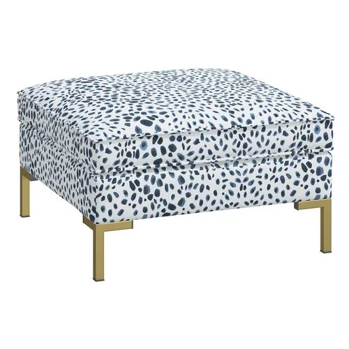 Marceau Ottoman - Cheetah Navy - Blue