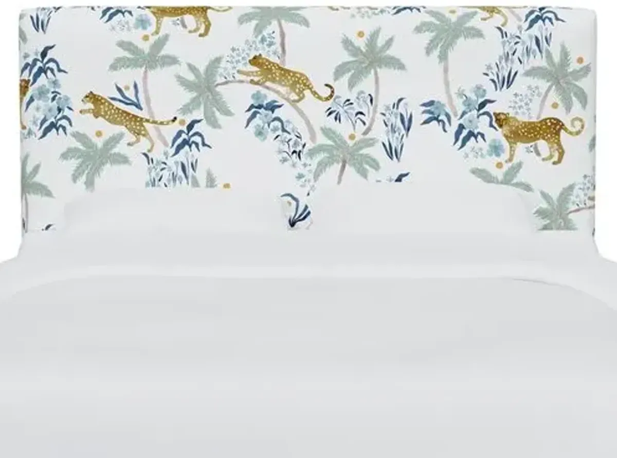 Novak Headboard - Palm Leopard - Blue