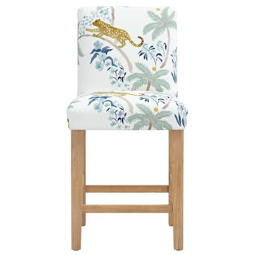 Shannon Counter Stool - Palm Leopard Dusty Blue