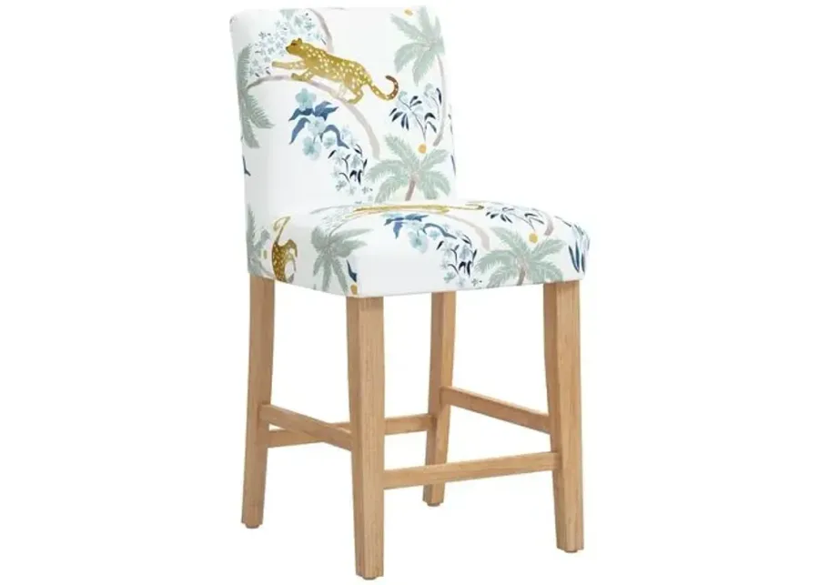 Shannon Counter Stool - Palm Leopard Dusty Blue