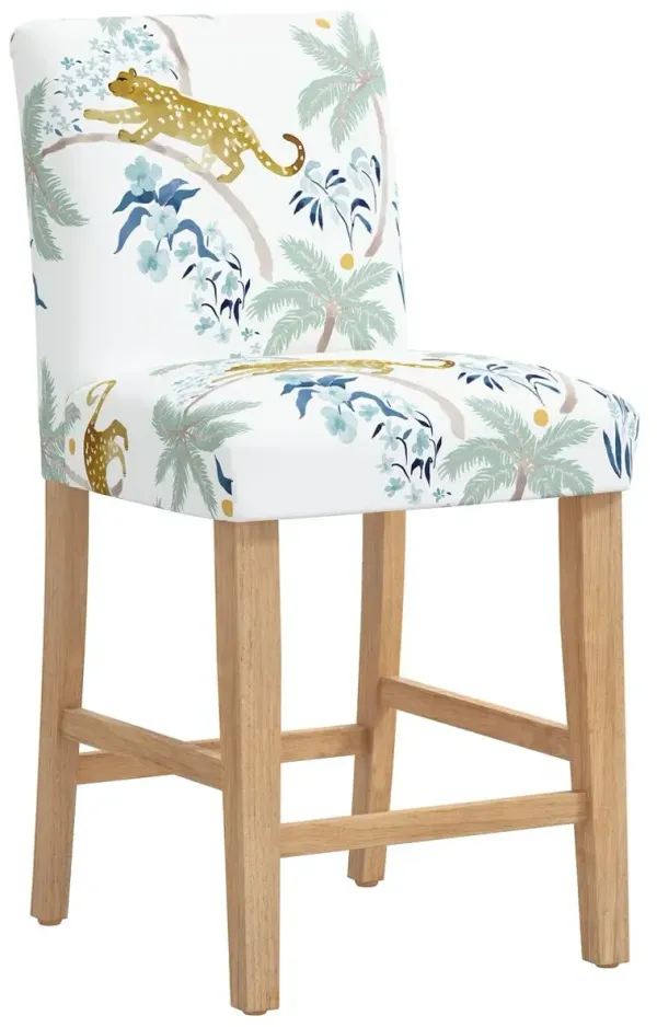 Shannon Counter Stool - Palm Leopard Dusty Blue