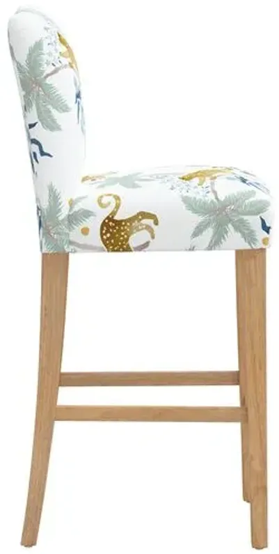 Shannon Barstool - Palm Leopard Dusty Blue