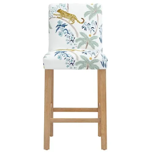 Shannon Barstool - Palm Leopard Dusty Blue